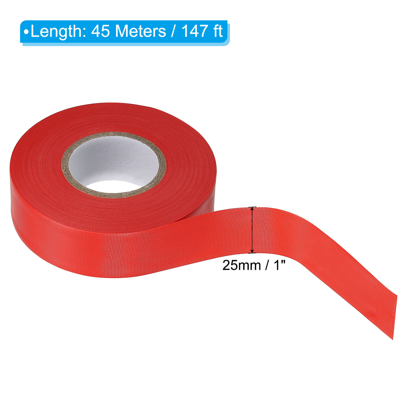Harfington Flagging Tape 1"x147', 2 Pack PVC Non-Adhesive Neon Marking Tape, Red
