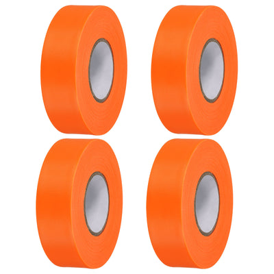 Harfington Flagging Tape 1"x147', 4 Pack PVC Non-Adhesive Neon Marking Tape, Orange