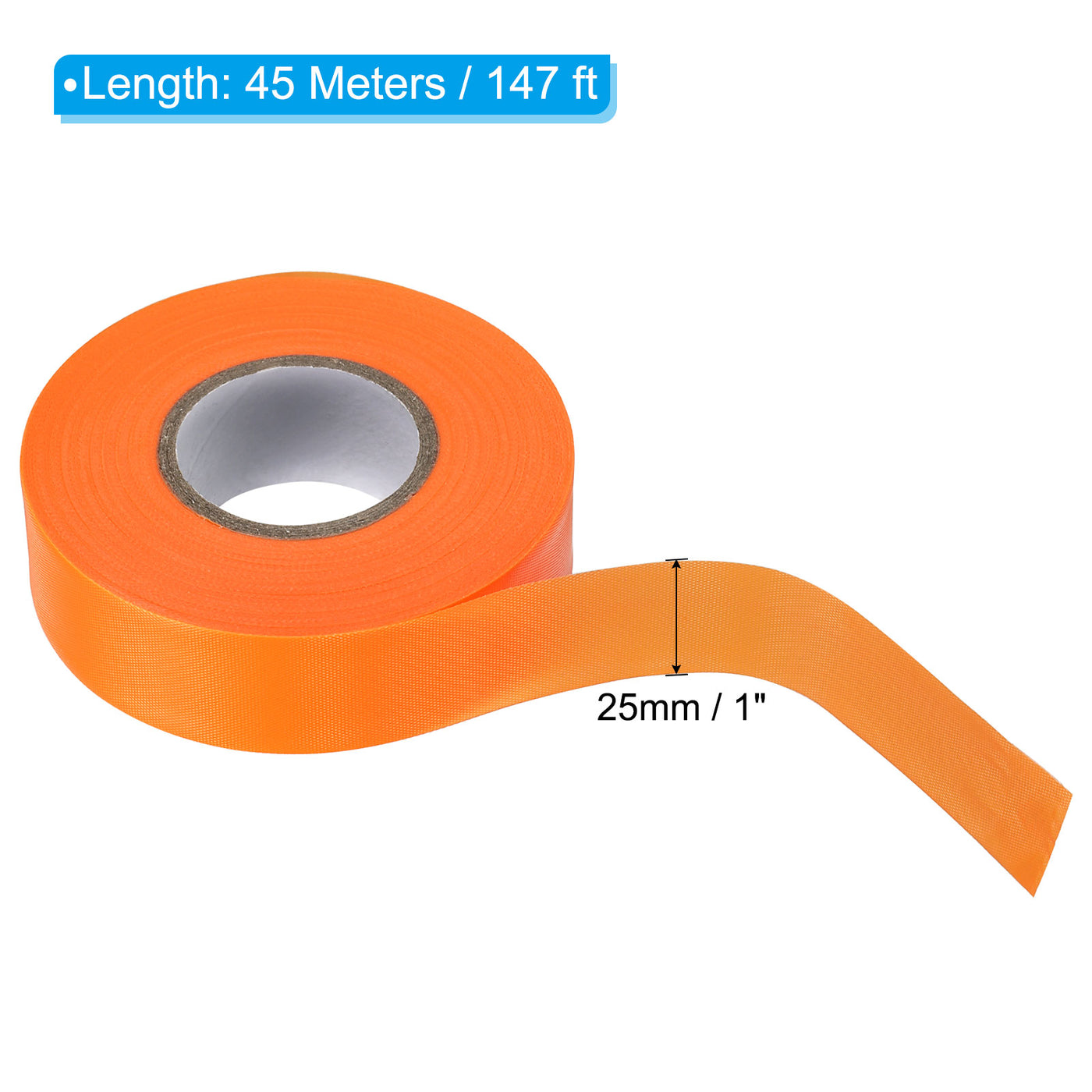 Harfington Flagging Tape 1"x147', 2 Pack PVC Non-Adhesive Neon Marking Tape, Orange