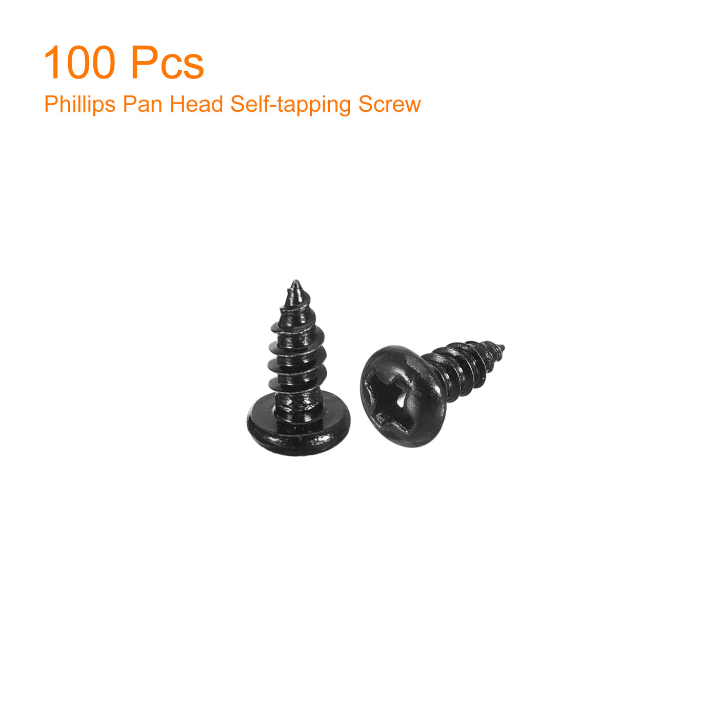 uxcell Uxcell 3mm x 8mm Phillips Pan Head Self-tapping Screw, 100pcs - 304 Stainless Steel Round Head Wood Screw Full Thread (Black)