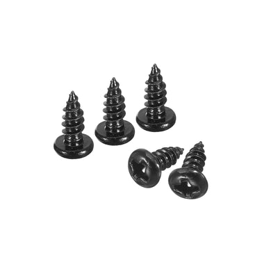 Harfington Uxcell 3mm x 8mm Phillips Pan Head Self-tapping Screw, 100pcs - 304 Stainless Steel Round Head Wood Screw Full Thread (Black)