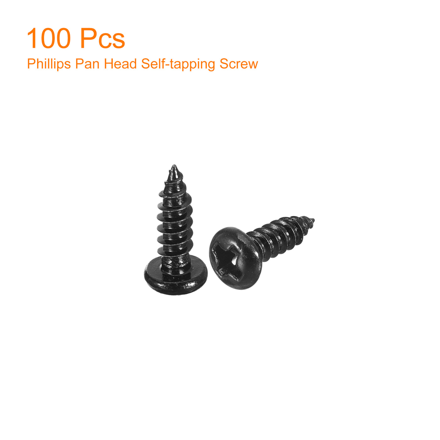 uxcell Uxcell 3mm x 10mm Phillips Pan Head Self-tapping Screw, 100pcs - 304 Stainless Steel Round Head Wood Screw Full Thread (Black)