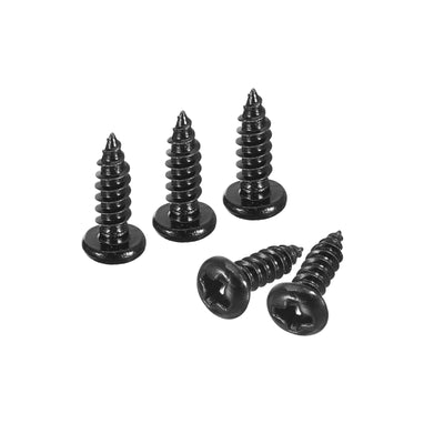 Harfington Uxcell 3mm x 10mm Phillips Pan Head Self-tapping Screw, 100pcs - 304 Stainless Steel Round Head Wood Screw Full Thread (Black)