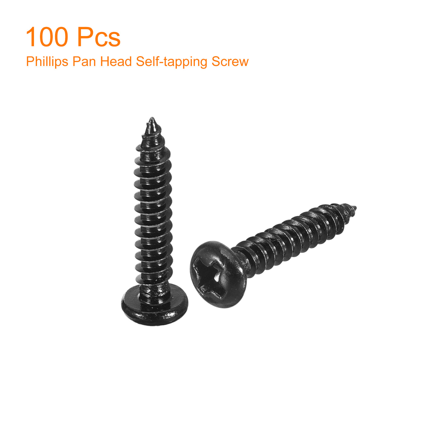 uxcell Uxcell 3mm x 16mm Phillips Pan Head Self-tapping Screw, 100pcs - 304 Stainless Steel Round Head Wood Screw Full Thread (Black)