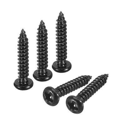 Harfington Uxcell 3mm x 16mm Phillips Pan Head Self-tapping Screw, 100pcs - 304 Stainless Steel Round Head Wood Screw Full Thread (Black)