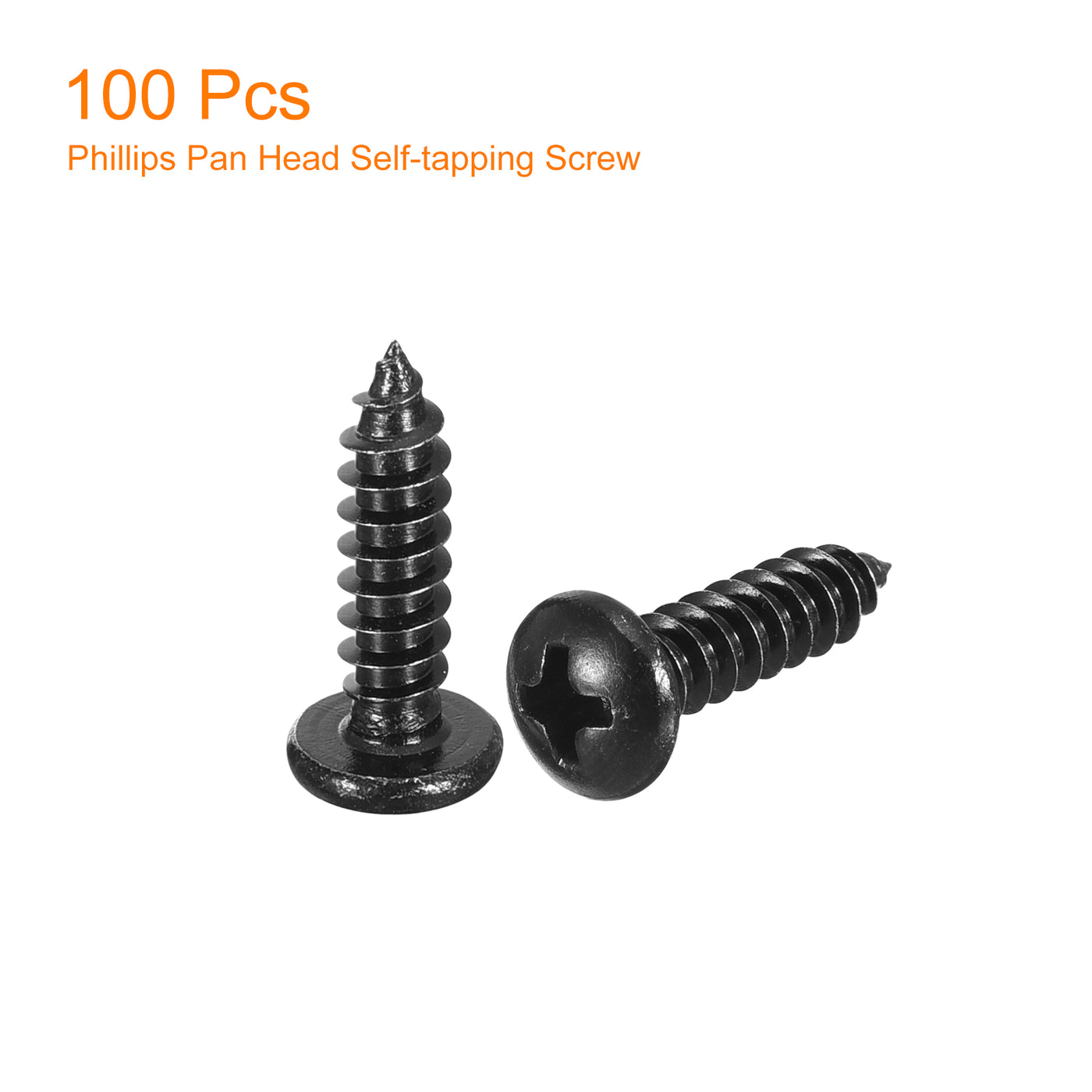 uxcell Uxcell 4mm x 16mm Phillips Pan Head Self-tapping Screw, 100pcs - 304 Stainless Steel Round Head Wood Screw Full Thread (Black)