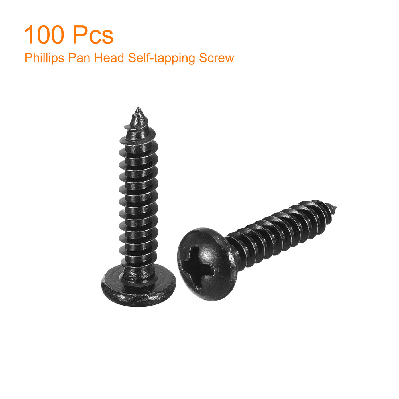 uxcell Uxcell 4mm x 20mm Phillips Pan Head Self-tapping Screw, 100pcs - 304 Stainless Steel Round Head Wood Screw Full Thread (Black)