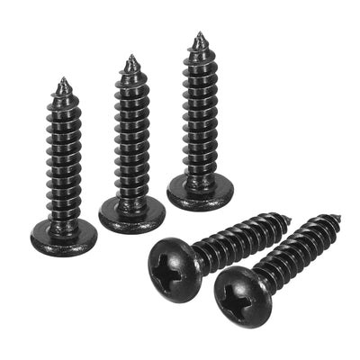 Harfington Uxcell 4mm x 20mm Phillips Pan Head Self-tapping Screw, 100pcs - 304 Stainless Steel Round Head Wood Screw Full Thread (Black)