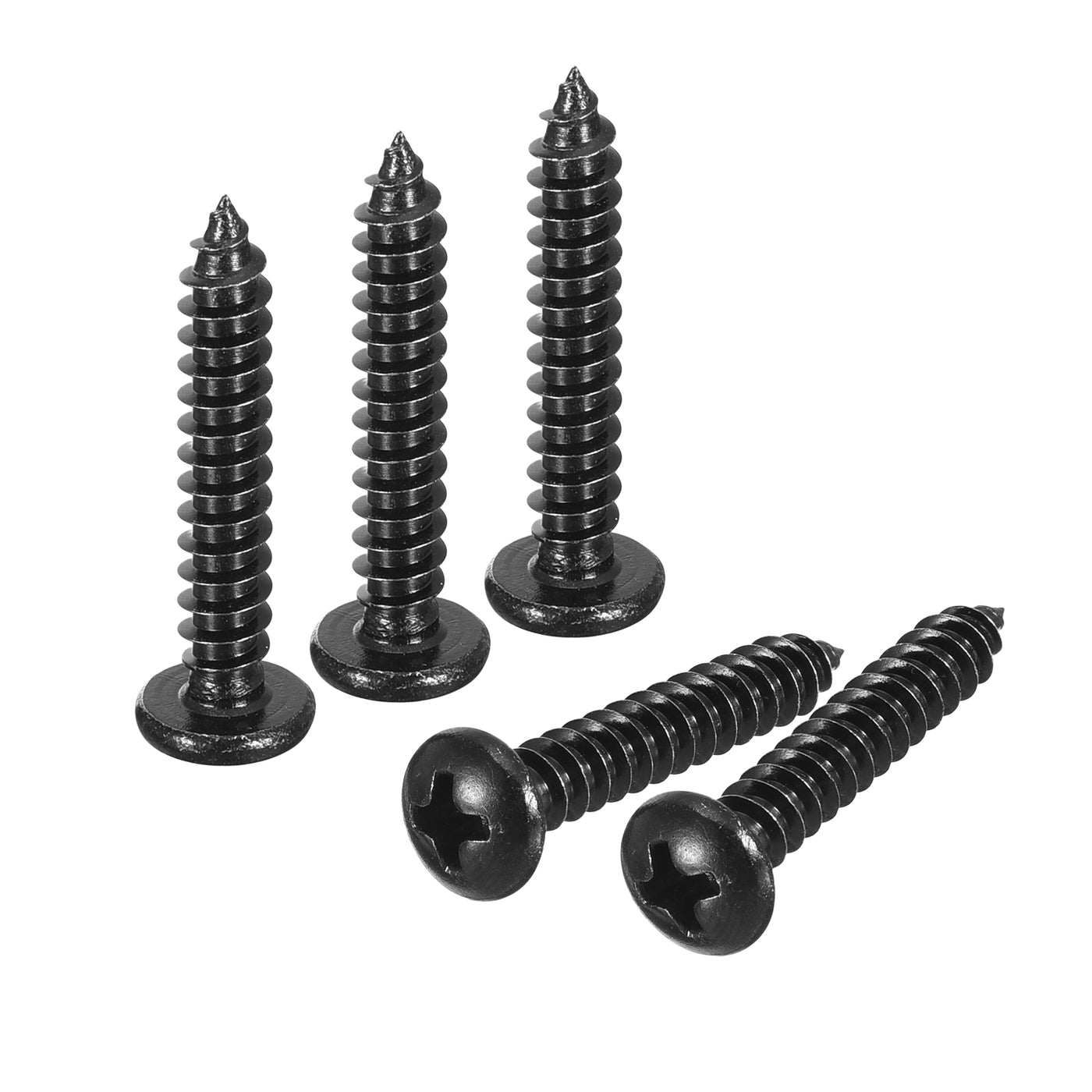 uxcell Uxcell 4mm x 25mm Phillips Pan Head Self-tapping Screw, 100pcs - 304 Stainless Steel Round Head Wood Screw Full Thread (Black)