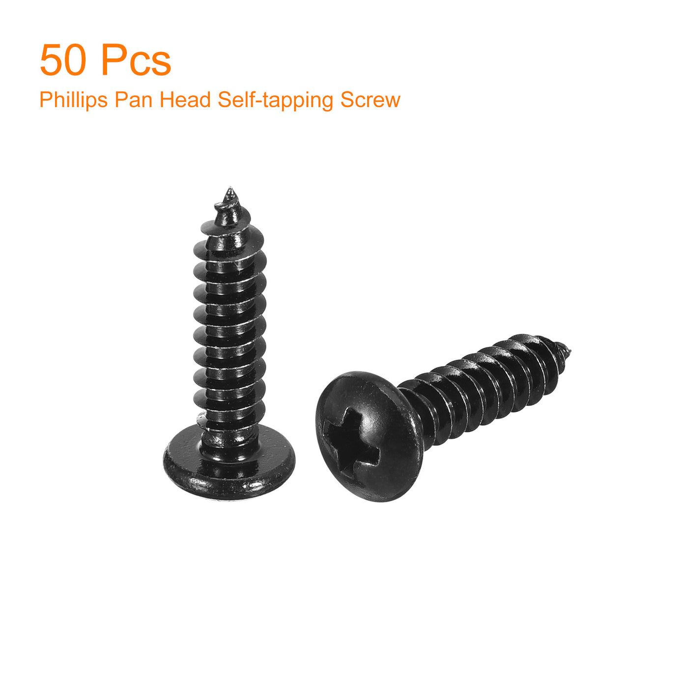 uxcell Uxcell 5mm x 20mm Phillips Pan Head Self-tapping Screw, 50pcs - 304 Stainless Steel Round Head Wood Screw Full Thread (Black)