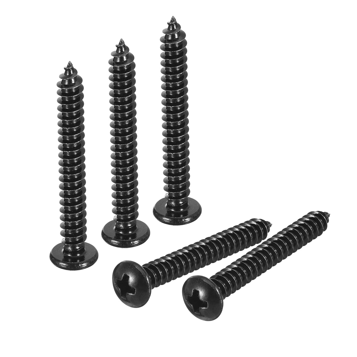 uxcell Uxcell 5mm x 40mm Phillips Pan Head Self-tapping Screw, 50pcs - 304 Stainless Steel Round Head Wood Screw Full Thread (Black)
