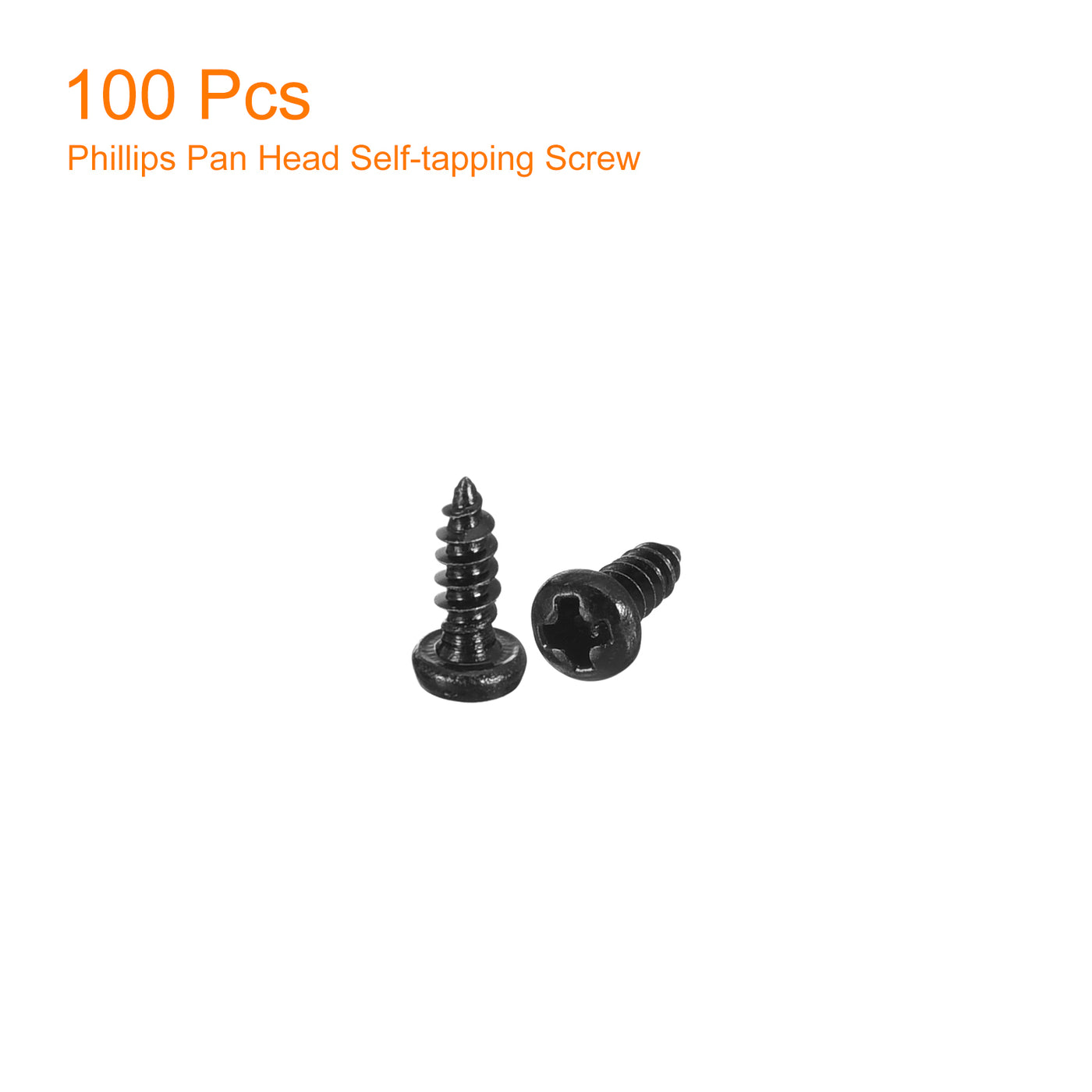 uxcell Uxcell #2 x 15/64" Phillips Pan Head Self-tapping Screw, 100pcs - 304 Stainless Steel Round Head Wood Screw Full Thread (Black)