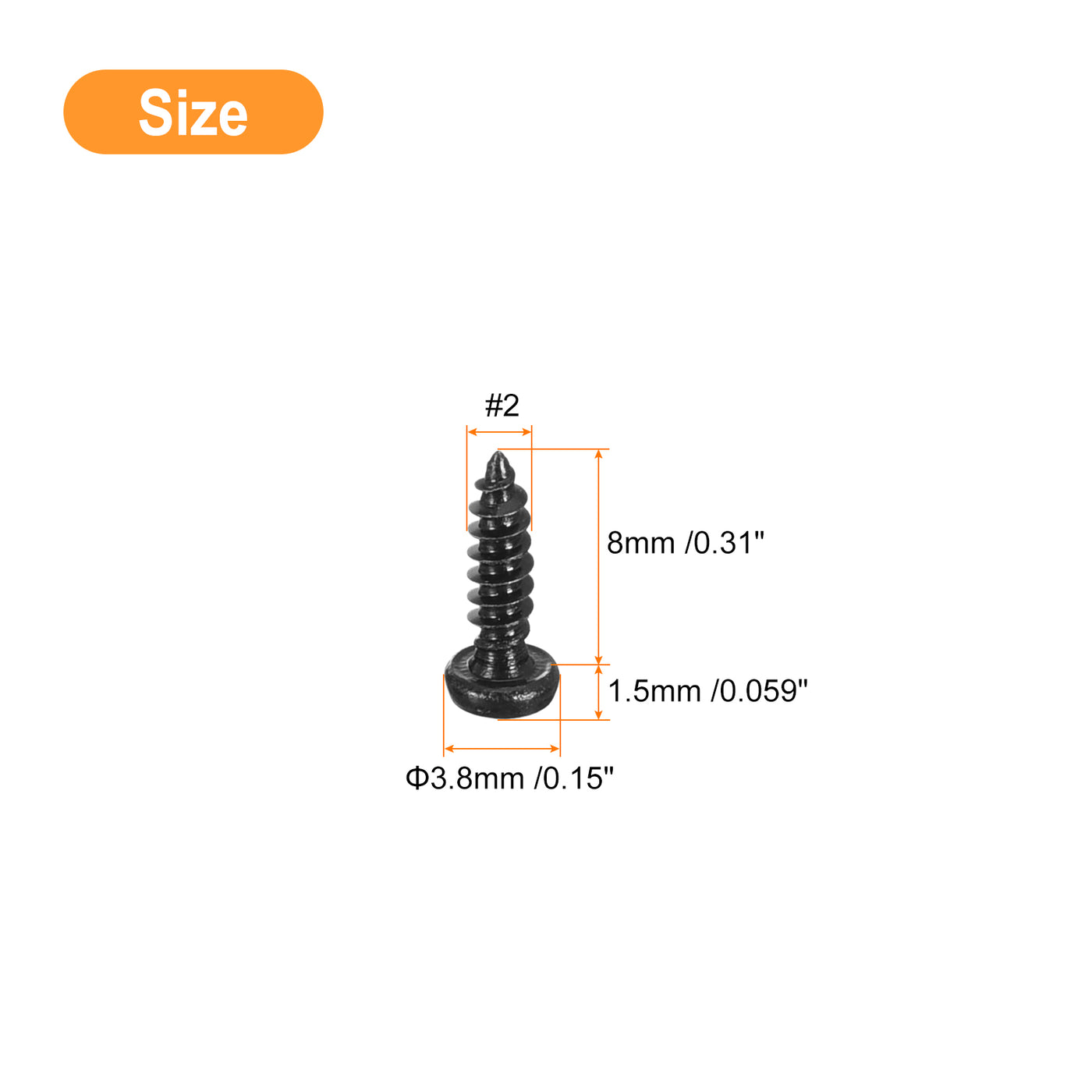 uxcell Uxcell #2 x 5/16" Phillips Pan Head Self-tapping Screw, 100pcs - 304 Stainless Steel Round Head Wood Screw Full Thread (Black)