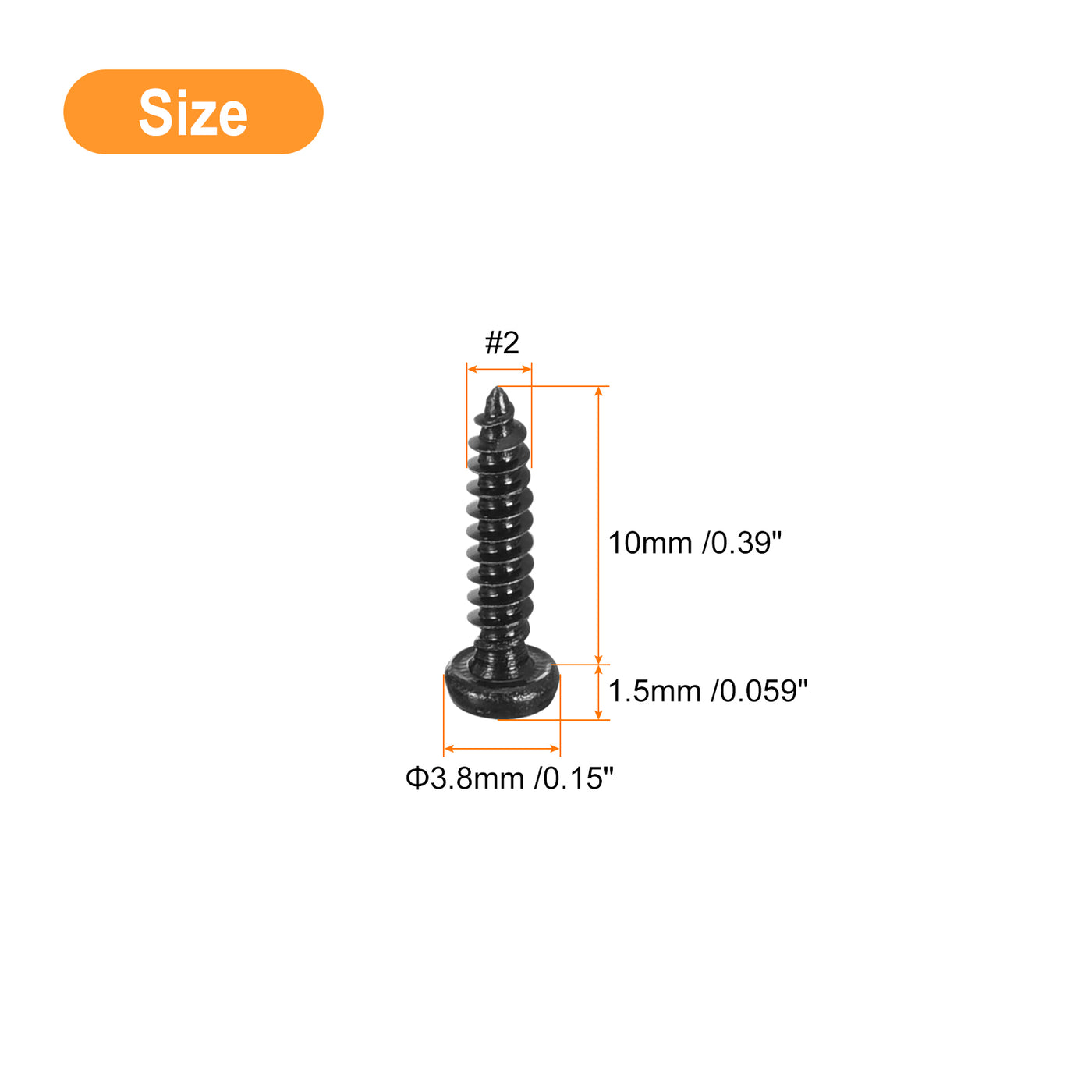 uxcell Uxcell #2 x 3/8" Phillips Pan Head Self-tapping Screw, 100pcs - 304 Stainless Steel Round Head Wood Screw Full Thread (Black)