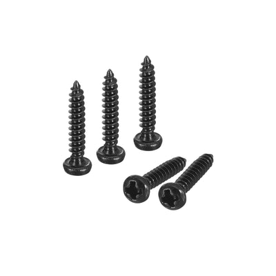 Harfington Uxcell #2 x 1/2" Phillips Pan Head Self-tapping Screw, 100pcs - 304 Stainless Steel Round Head Wood Screw Full Thread (Black)
