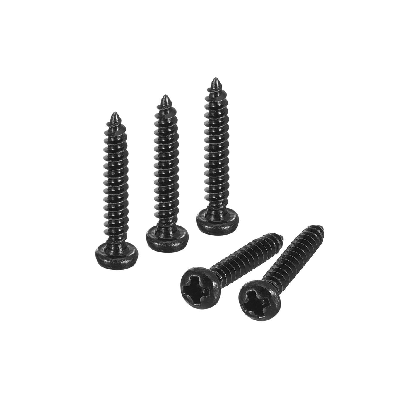 uxcell Uxcell #2 x 9/16" Phillips Pan Head Self-tapping Screw, 100pcs - 304 Stainless Steel Round Head Wood Screw Full Thread (Black)
