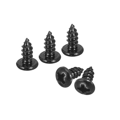 Harfington Uxcell #6 x 5/16" Phillips Pan Head Self-tapping Screw, 100pcs - 304 Stainless Steel Round Head Wood Screw Full Thread (Black)