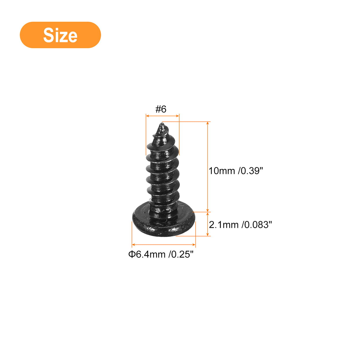 uxcell Uxcell #6 x 3/8" Phillips Pan Head Self-tapping Screw, 50pcs - 304 Stainless Steel Round Head Wood Screw Full Thread (Black)