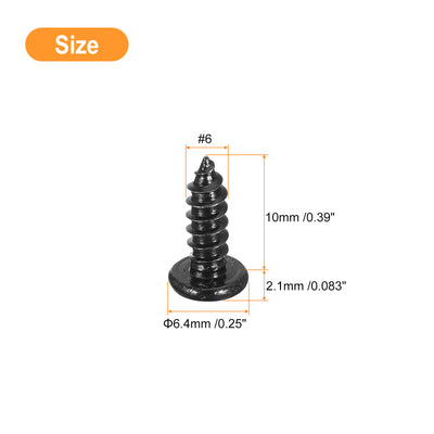 Harfington Uxcell #6 x 3/8" Phillips Pan Head Self-tapping Screw, 50pcs - 304 Stainless Steel Round Head Wood Screw Full Thread (Black)
