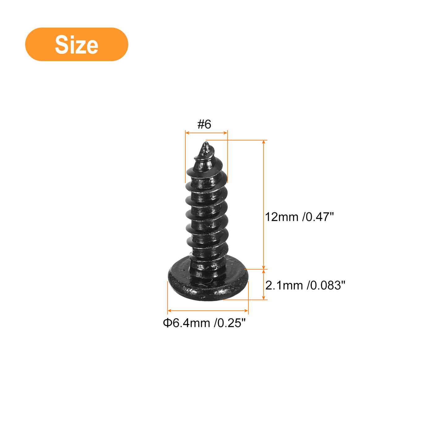 uxcell Uxcell #6 x 1/2" Phillips Pan Head Self-tapping Screw, 50pcs - 304 Stainless Steel Round Head Wood Screw Full Thread (Black)