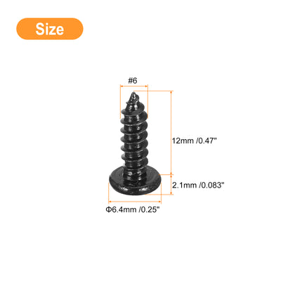 Harfington Uxcell #6 x 1/2" Phillips Pan Head Self-tapping Screw, 50pcs - 304 Stainless Steel Round Head Wood Screw Full Thread (Black)