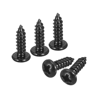 Harfington Uxcell #6 x 1/2" Phillips Pan Head Self-tapping Screw, 50pcs - 304 Stainless Steel Round Head Wood Screw Full Thread (Black)
