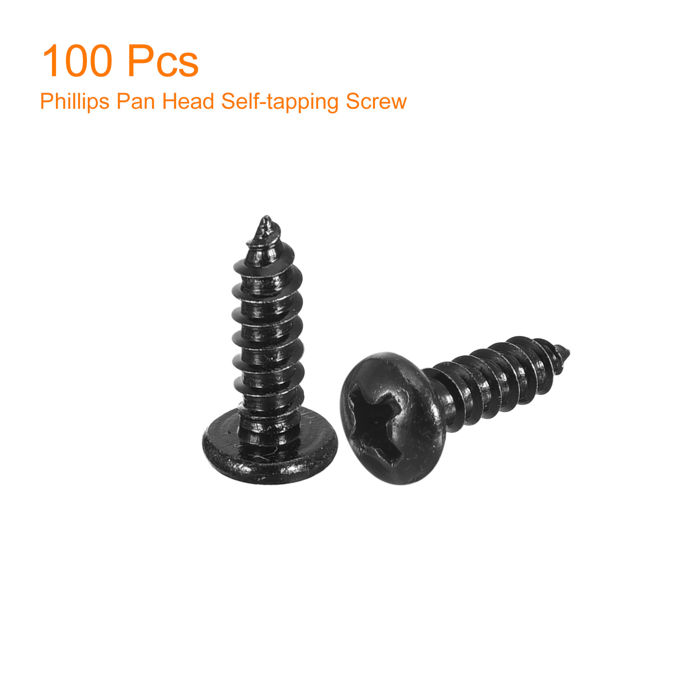 uxcell Uxcell #6 x 1/2" Phillips Pan Head Self-tapping Screw, 100pcs - 304 Stainless Steel Round Head Wood Screw Full Thread (Black)