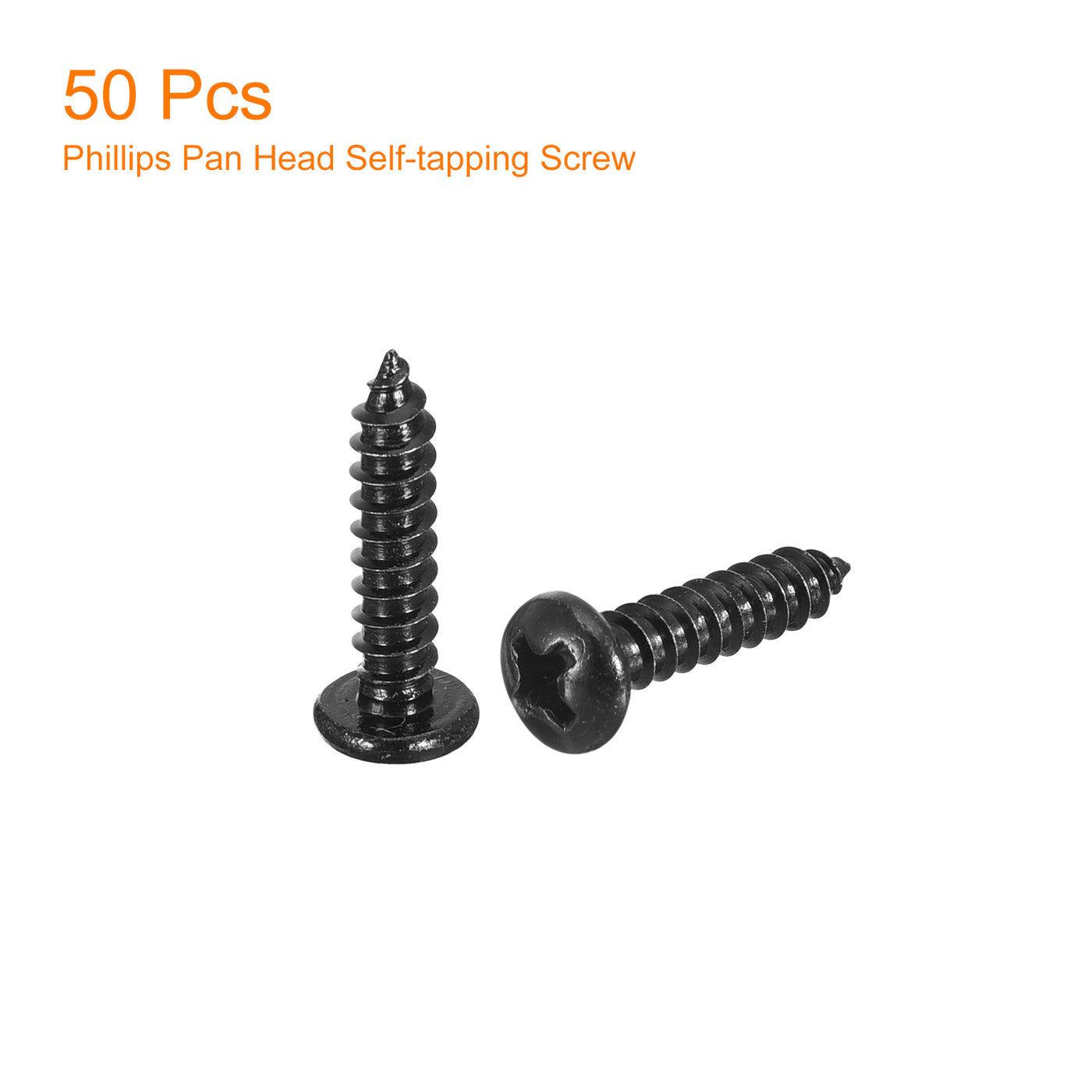 uxcell Uxcell #6 x 5/8" Phillips Pan Head Self-tapping Screw, 50pcs - 304 Stainless Steel Round Head Wood Screw Full Thread (Black)