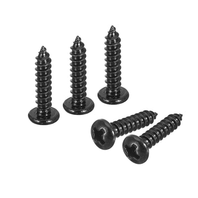 Harfington Uxcell #6 x 5/8" Phillips Pan Head Self-tapping Screw, 50pcs - 304 Stainless Steel Round Head Wood Screw Full Thread (Black)