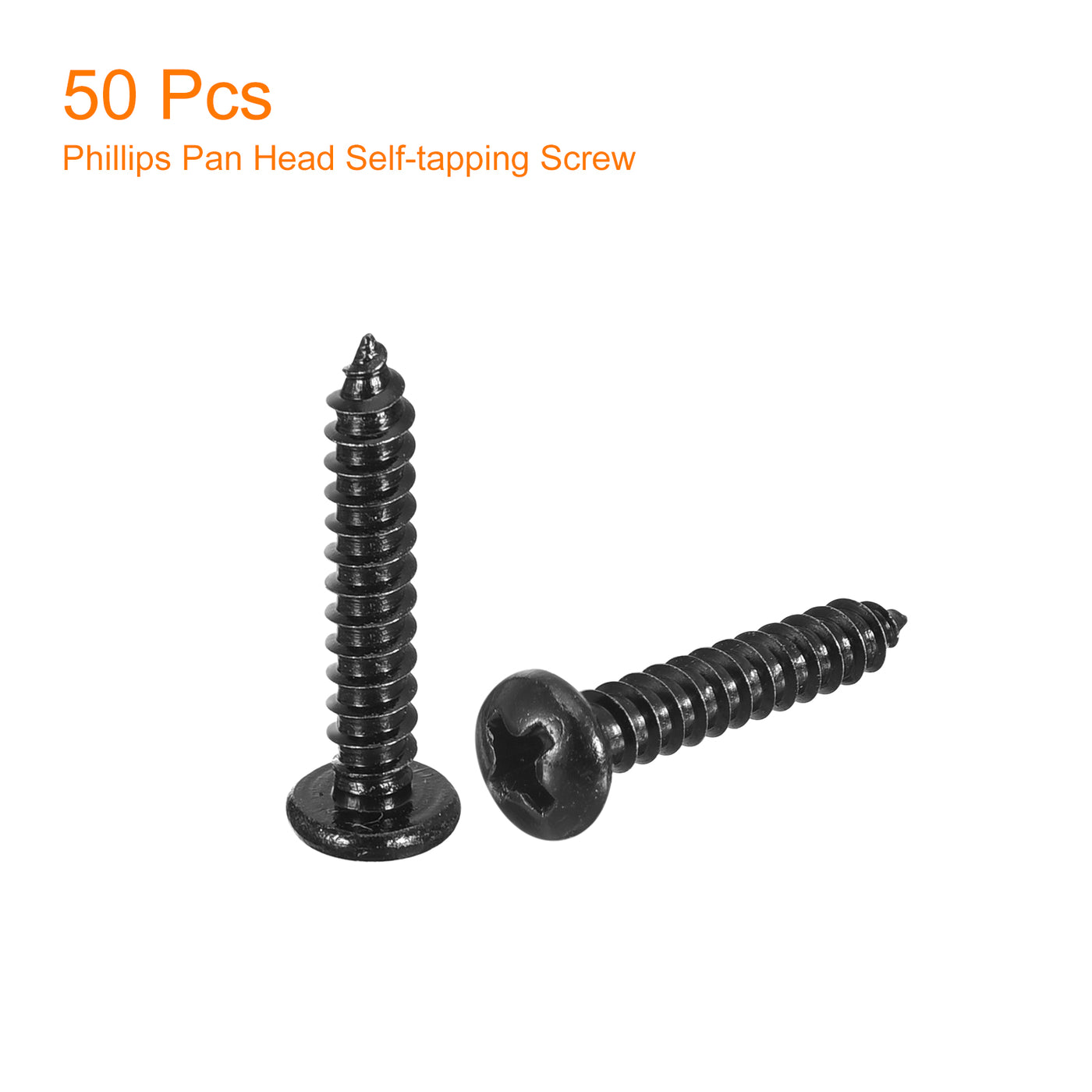 uxcell Uxcell #6 x 3/4" Phillips Pan Head Self-tapping Screw, 50pcs - 304 Stainless Steel Round Head Wood Screw Full Thread (Black)