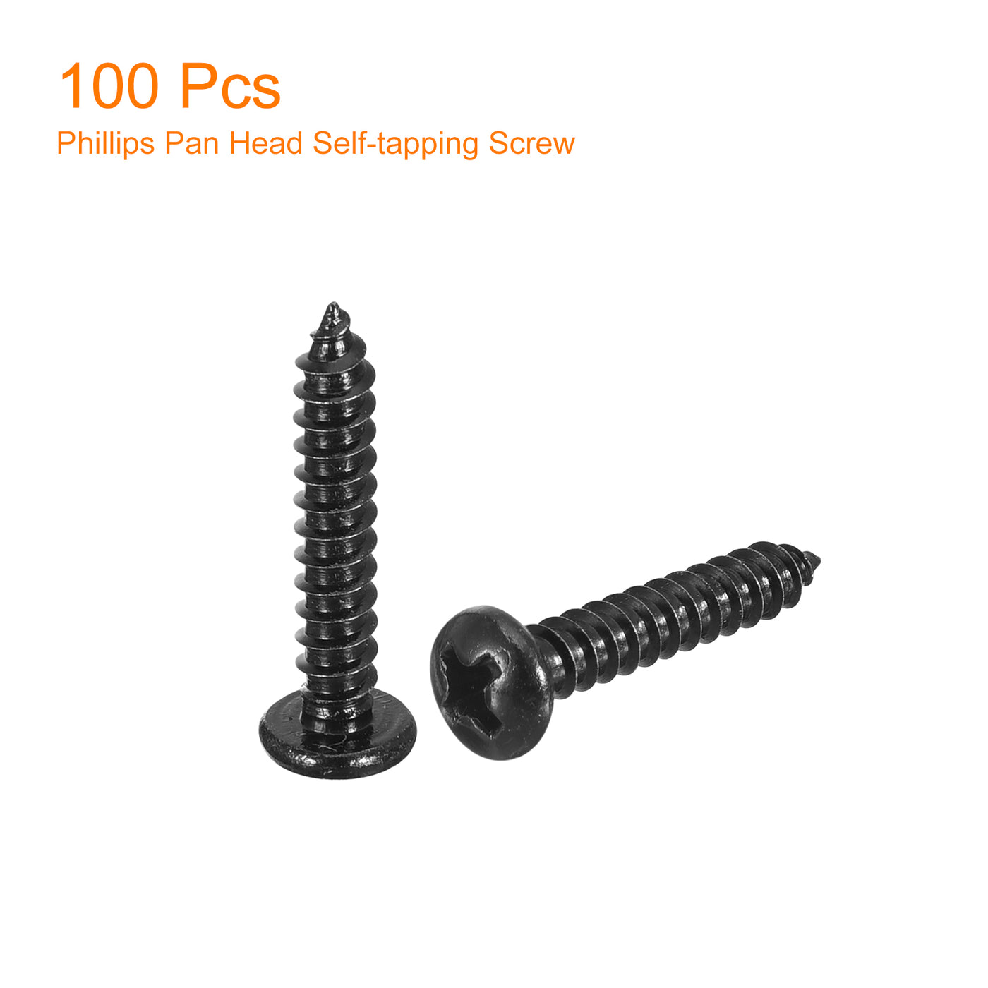 uxcell Uxcell #6 x 3/4" Phillips Pan Head Self-tapping Screw, 100pcs - 304 Stainless Steel Round Head Wood Screw Full Thread (Black)