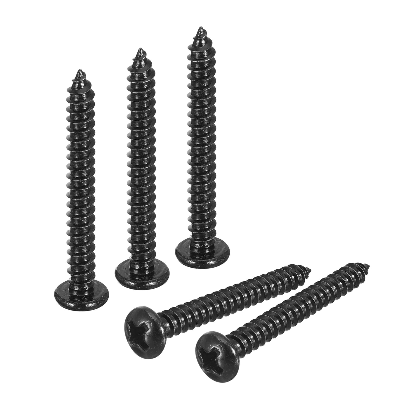 uxcell Uxcell #6 x 1-3/16" Phillips Pan Head Self-tapping Screw, 100pcs - 304 Stainless Steel Round Head Wood Screw Full Thread (Black)