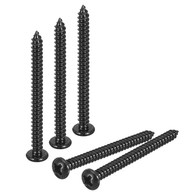 Harfington Uxcell #6 x 1-9/16" Phillips Pan Head Self-tapping Screw, 100pcs - 304 Stainless Steel Round Head Wood Screw Full Thread (Black)