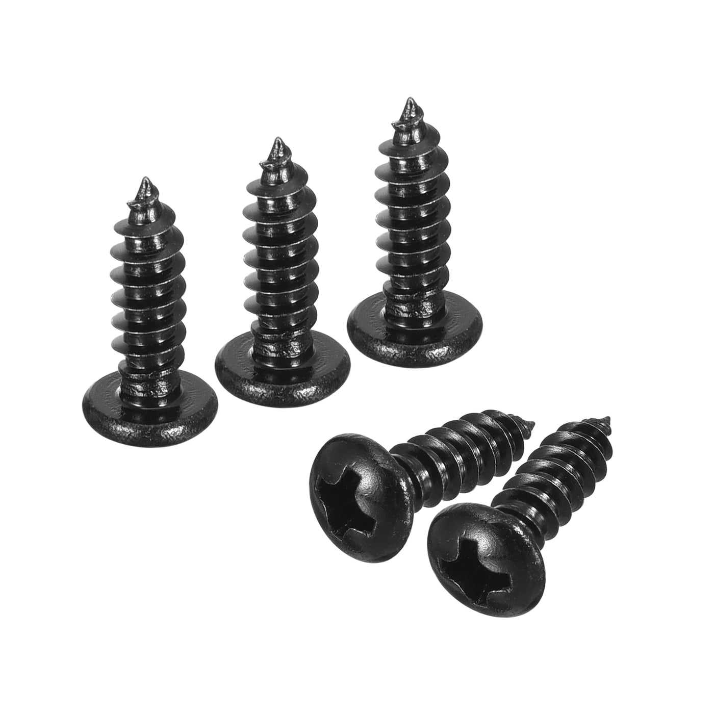 uxcell Uxcell #8 x 1/2" Phillips Pan Head Self-tapping Screw, 50pcs - 304 Stainless Steel Round Head Wood Screw Full Thread (Black)