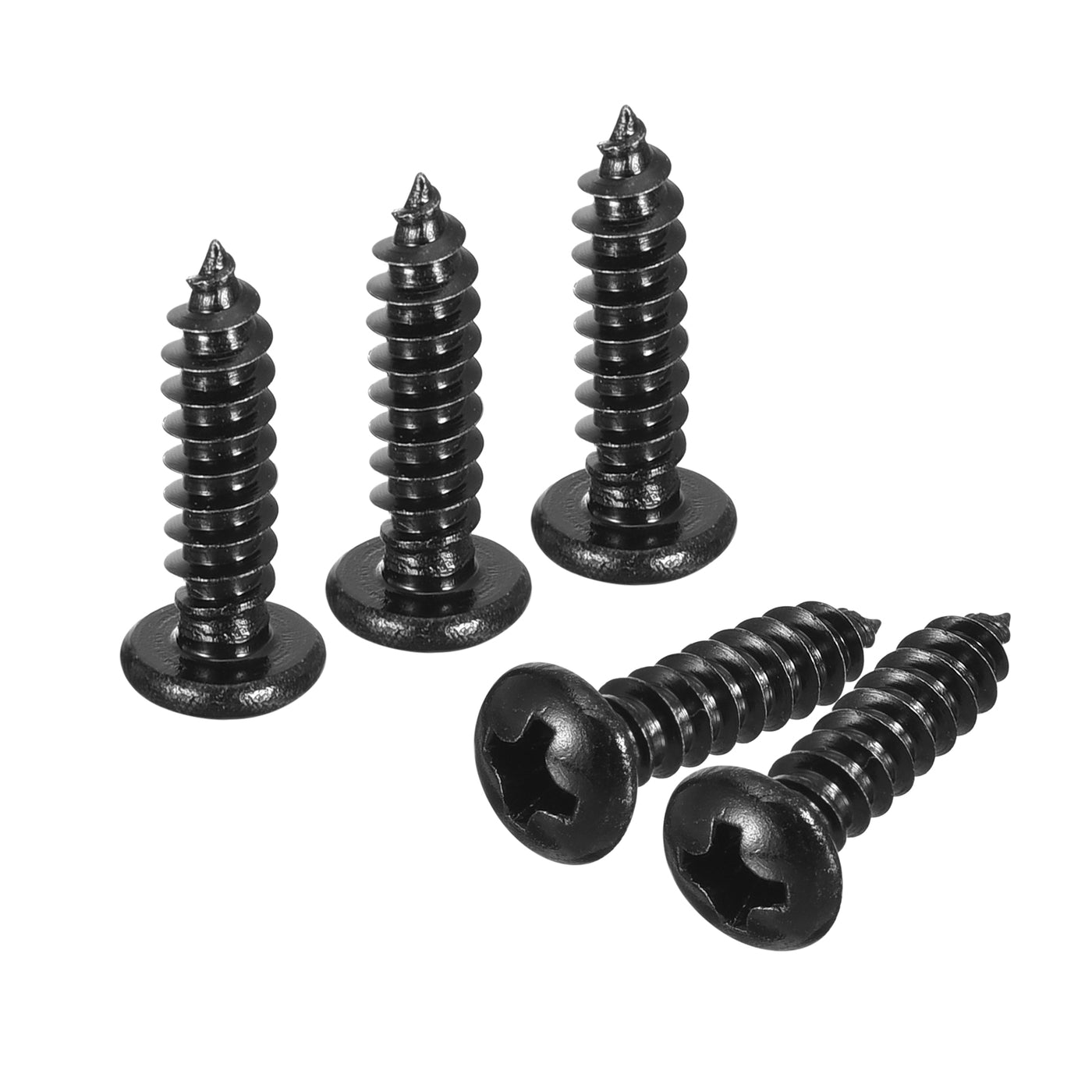 uxcell Uxcell #8 x 5/8" Phillips Pan Head Self-tapping Screw, 50pcs - 304 Stainless Steel Round Head Wood Screw Full Thread (Black)
