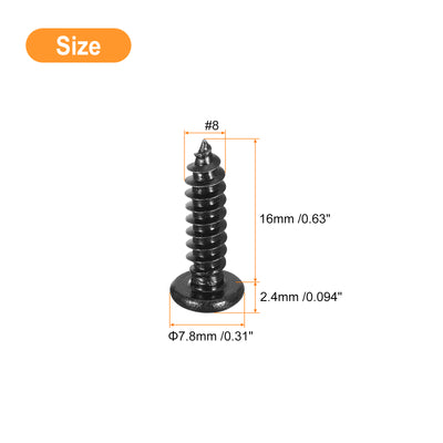 Harfington Uxcell #8 x 5/8" Phillips Pan Head Self-tapping Screw, 100pcs - 304 Stainless Steel Round Head Wood Screw Full Thread (Black)