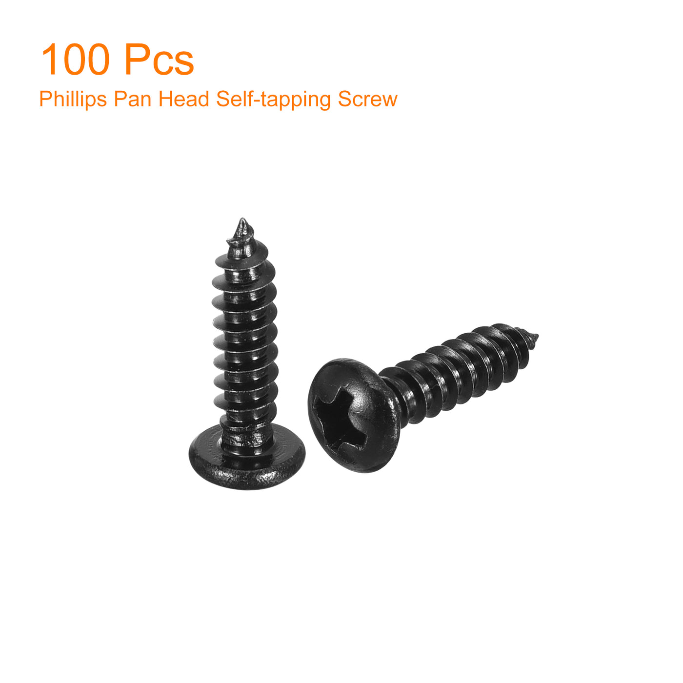 uxcell Uxcell #8 x 5/8" Phillips Pan Head Self-tapping Screw, 100pcs - 304 Stainless Steel Round Head Wood Screw Full Thread (Black)