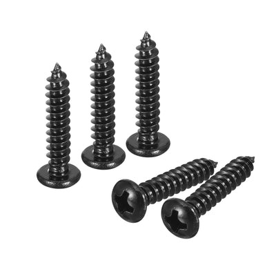 Harfington Uxcell #8 x 3/4" Phillips Pan Head Self-tapping Screw, 50pcs - 304 Stainless Steel Round Head Wood Screw Full Thread (Black)
