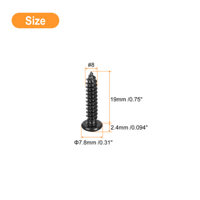Harfington Uxcell #8 x 3/4" Phillips Pan Head Self-tapping Screw, 100pcs - 304 Stainless Steel Round Head Wood Screw Full Thread (Black)