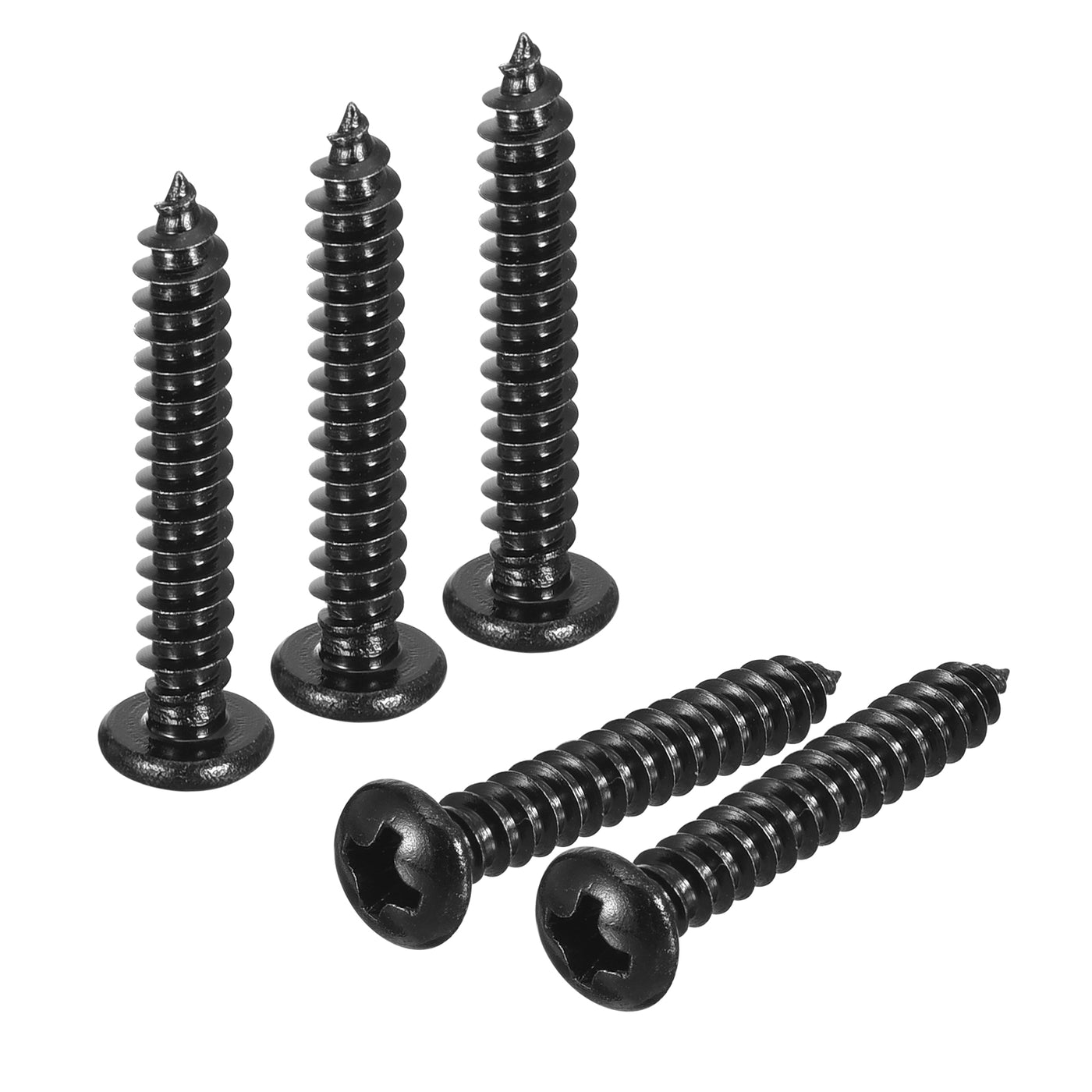 uxcell Uxcell #8 x 1" Phillips Pan Head Self-tapping Screw, 50pcs - 304 Stainless Steel Round Head Wood Screw Full Thread (Black)