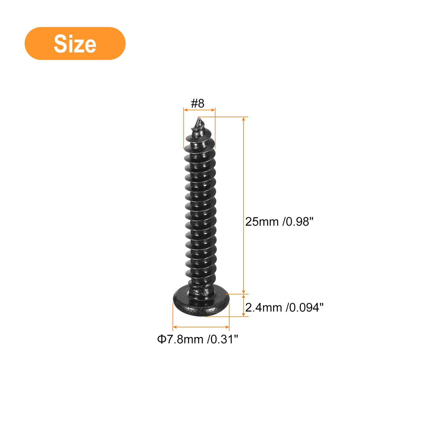 uxcell Uxcell #8 x 1" Phillips Pan Head Self-tapping Screw, 100pcs - 304 Stainless Steel Round Head Wood Screw Full Thread (Black)