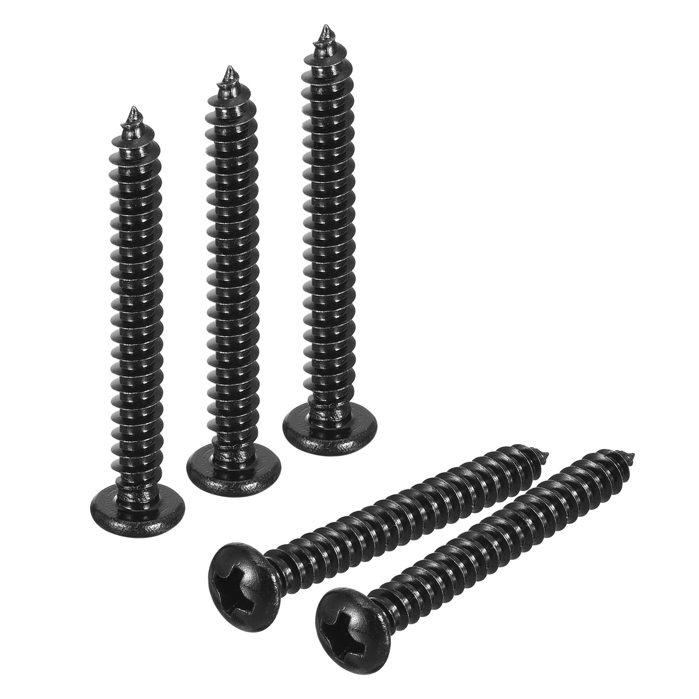 uxcell Uxcell #8 x 1-3/8" Phillips Pan Head Self-tapping Screw, 100pcs - 304 Stainless Steel Round Head Wood Screw Full Thread (Black)