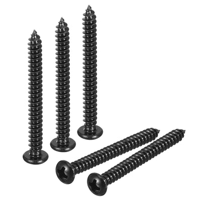 Harfington Uxcell #8 x 1-9/16" Phillips Pan Head Self-tapping Screw, 50pcs - 304 Stainless Steel Round Head Wood Screw Full Thread (Black)