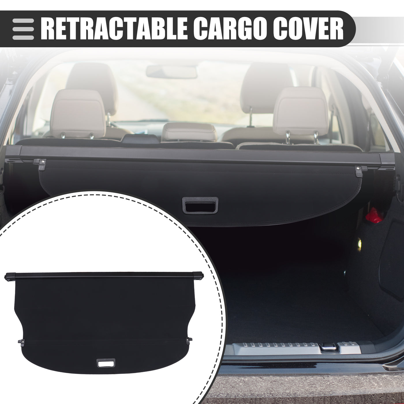 Motoforti Retractable Cargo Cover, Heat Resistant Rear Trunk Security Cover Shield Shade, for Nissan X-trail Rogue SV S SL 2021-2023, Waterproof Canvas, Black