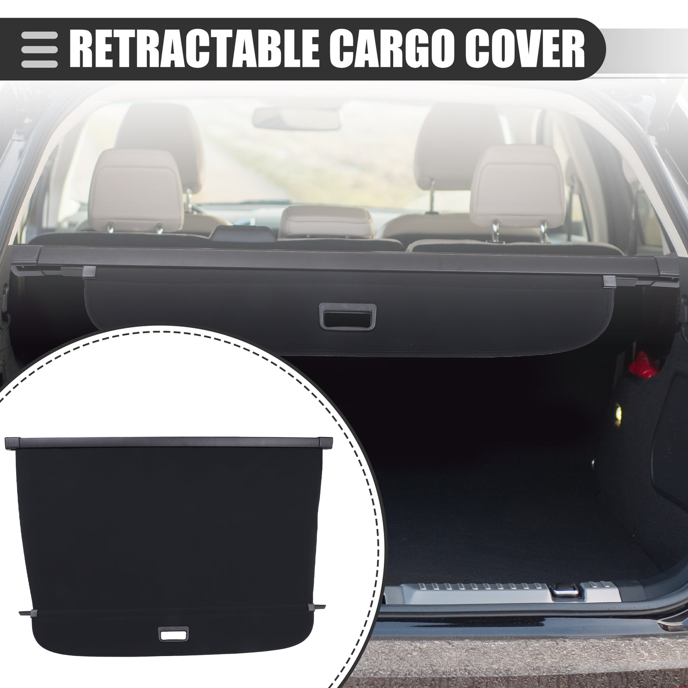 Motoforti Retractable Cargo Cover, Heat Resistant Rear Trunk Security Cover Shield Shade, for Audi Q7 2016-2022, Waterproof Canvas, Black