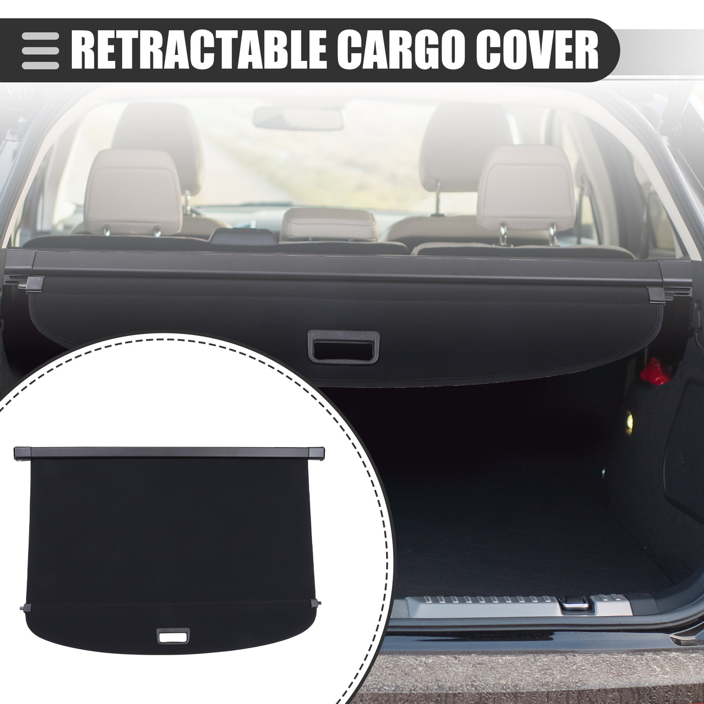Motoforti Retractable Cargo Cover, Heat Resistant Rear Trunk Security Cover Shield Shade, for Toyota Corolla Cross 2022 2023, Waterproof Canvas, Black