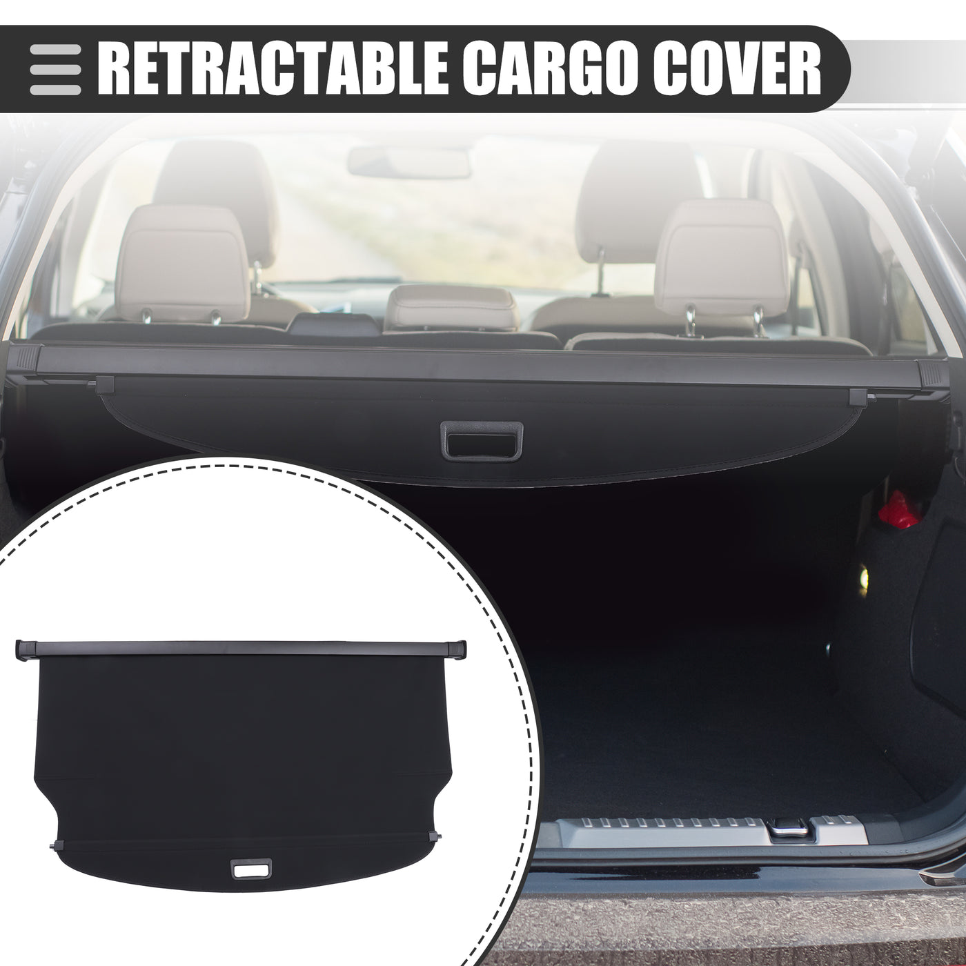 Motoforti Retractable Cargo Cover, Heat Resistant Rear Trunk Security Cover Shield Shade, for Hyundai Tucson 2016 2017 2018 2019 2020 2021, Waterproof Canvas, Black
