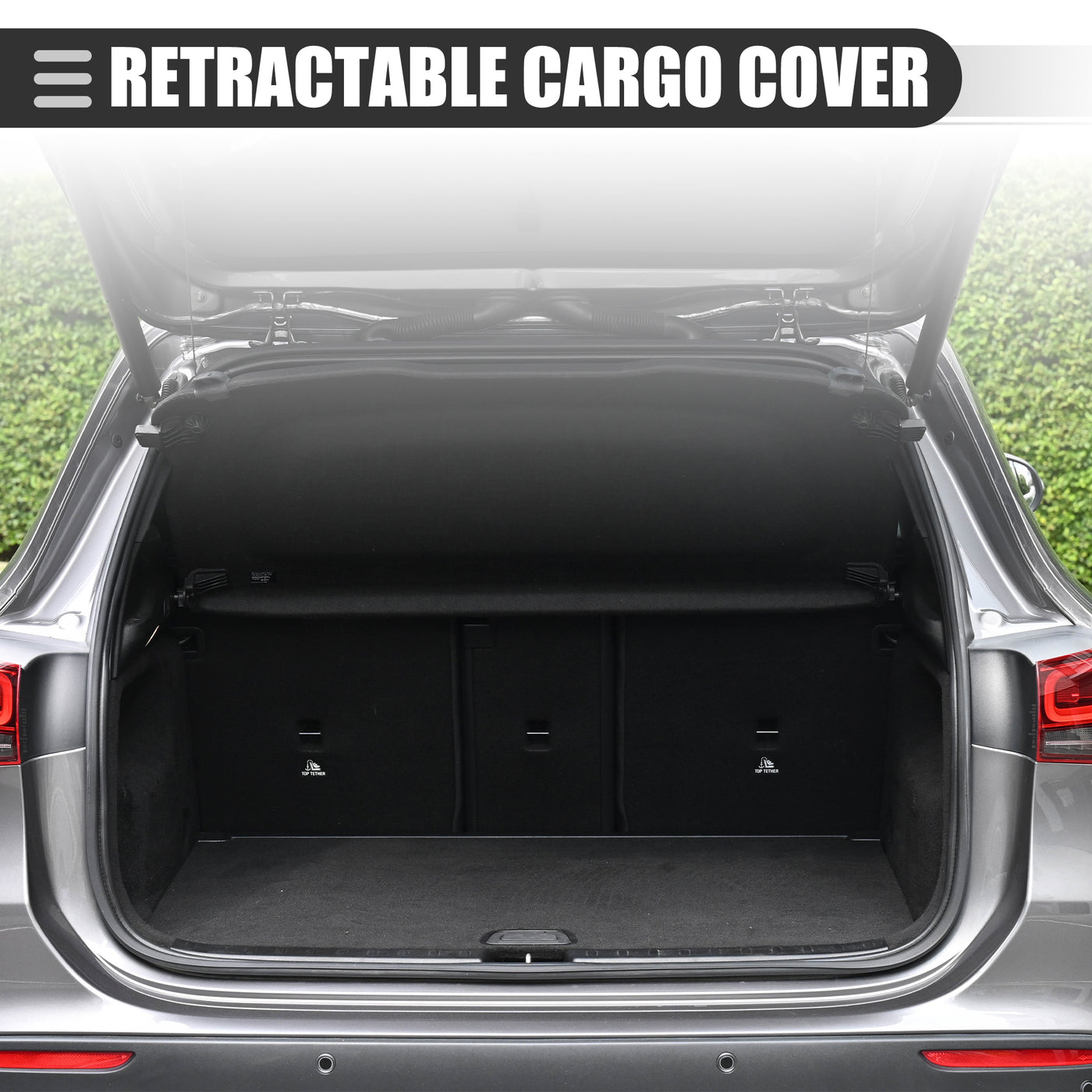 Motoforti Retractable Cargo Cover, Heat Resistant Rear Trunk Security Cover Shield Shade, for GMC Acadia 2017-2023, Waterproof Canvas, Black