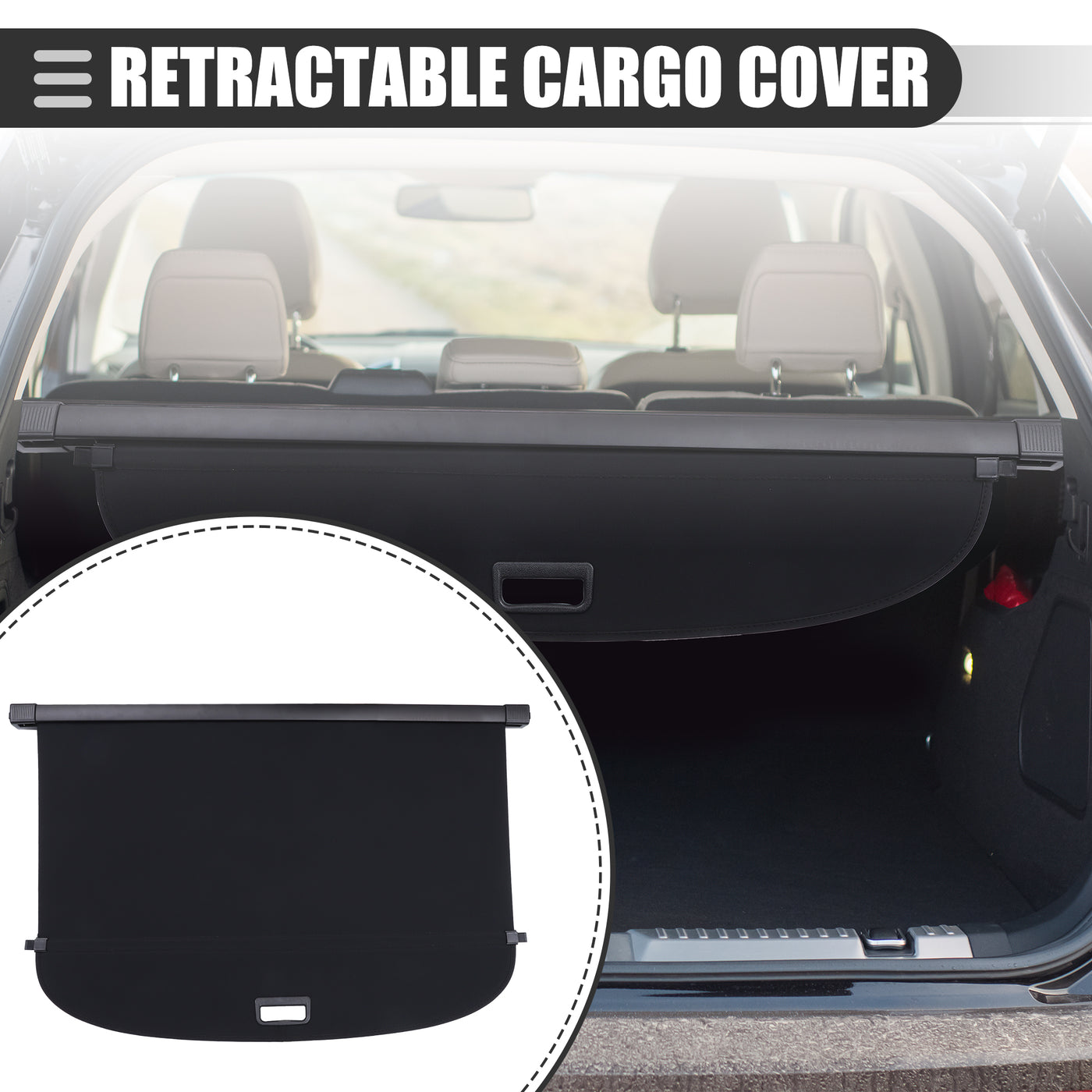 Motoforti Retractable Cargo Cover, Heat Resistant Rear Trunk Secure Cover Shield Shade, for Acura RDX 2019 2020 2021, Waterproof Canvas, Black