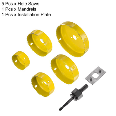 Harfington 5pcs 2-1/2" - 5" HSS (High Speed Steel) Hole Saw Set Kit for Wood Plastic Yellow